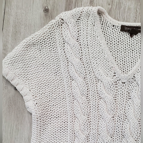 Tommy Bahama Women's White Cotton Short Sleeve Cable Knit Sweater Top Size Small - Picture 6 of 9